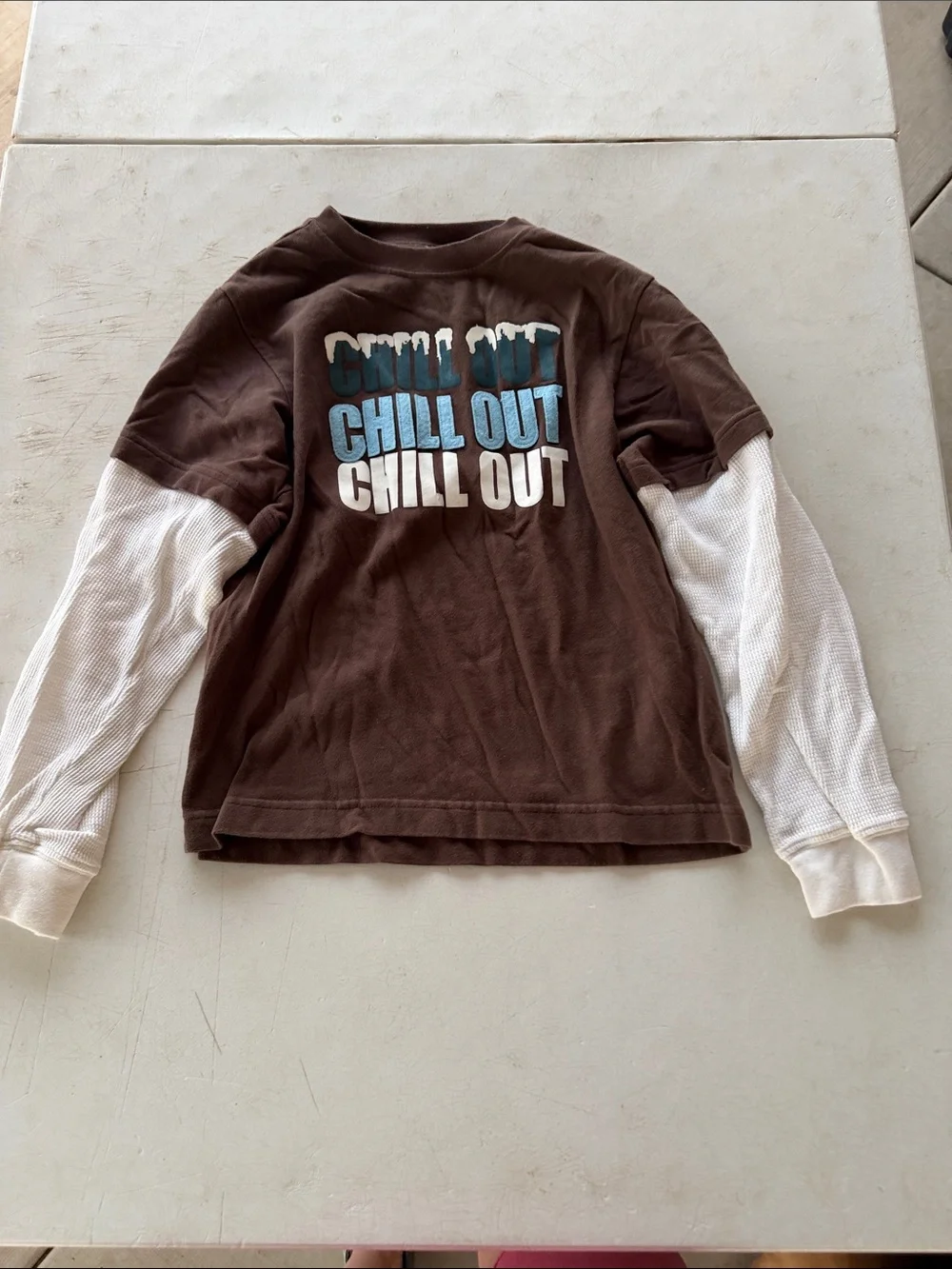 Gymboree Brown Layered-Look 'Chill Out' Long Sleeve Tee with White Sleeves